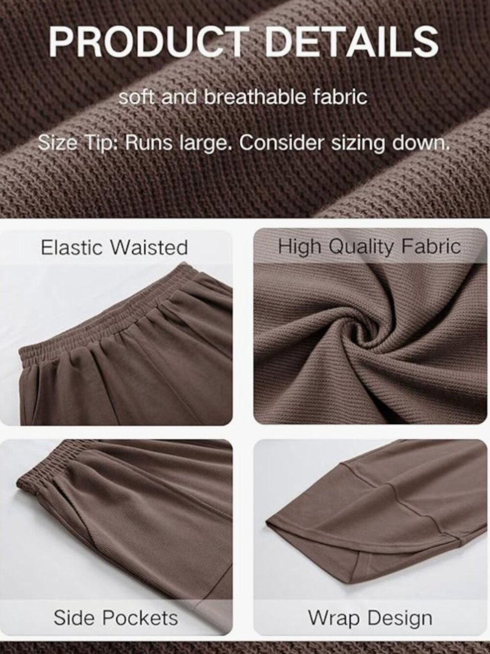 Xiaoxuemeng Baggy Wide Leg Pants in Coffee brown, size Medium - Picture 3 of 8